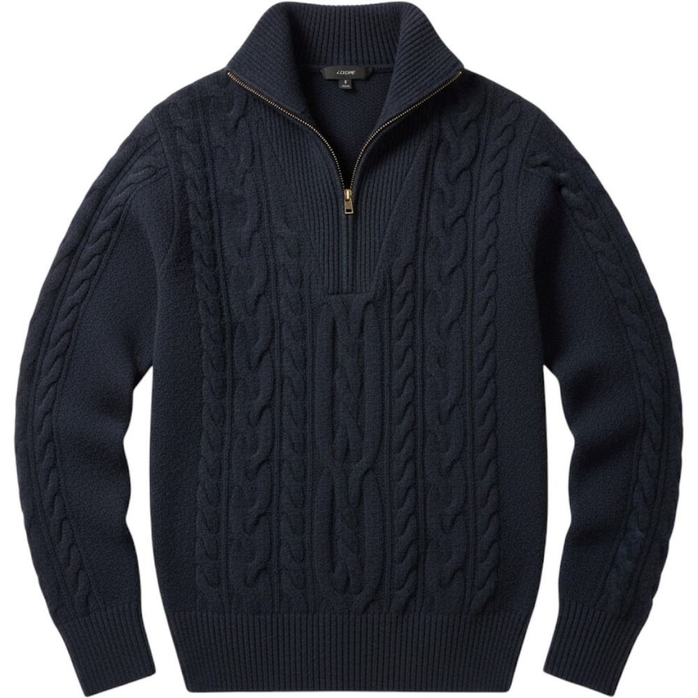 J.Crew Navy Blue Cable Knit Half Zip Merino‎ Alpaca Blend Sweater BD032 Womens M